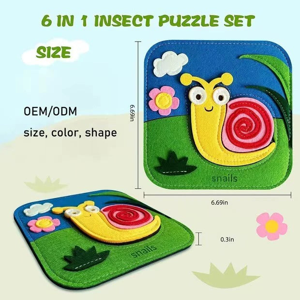 6-in-1 Felt Insect Puzzle Activity Set for Toddlers