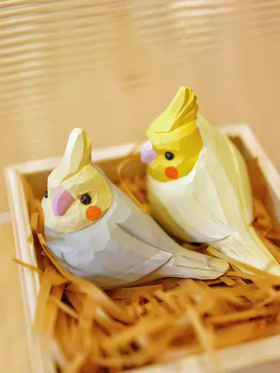 Hand-Carved Wooden Parrot Figurine