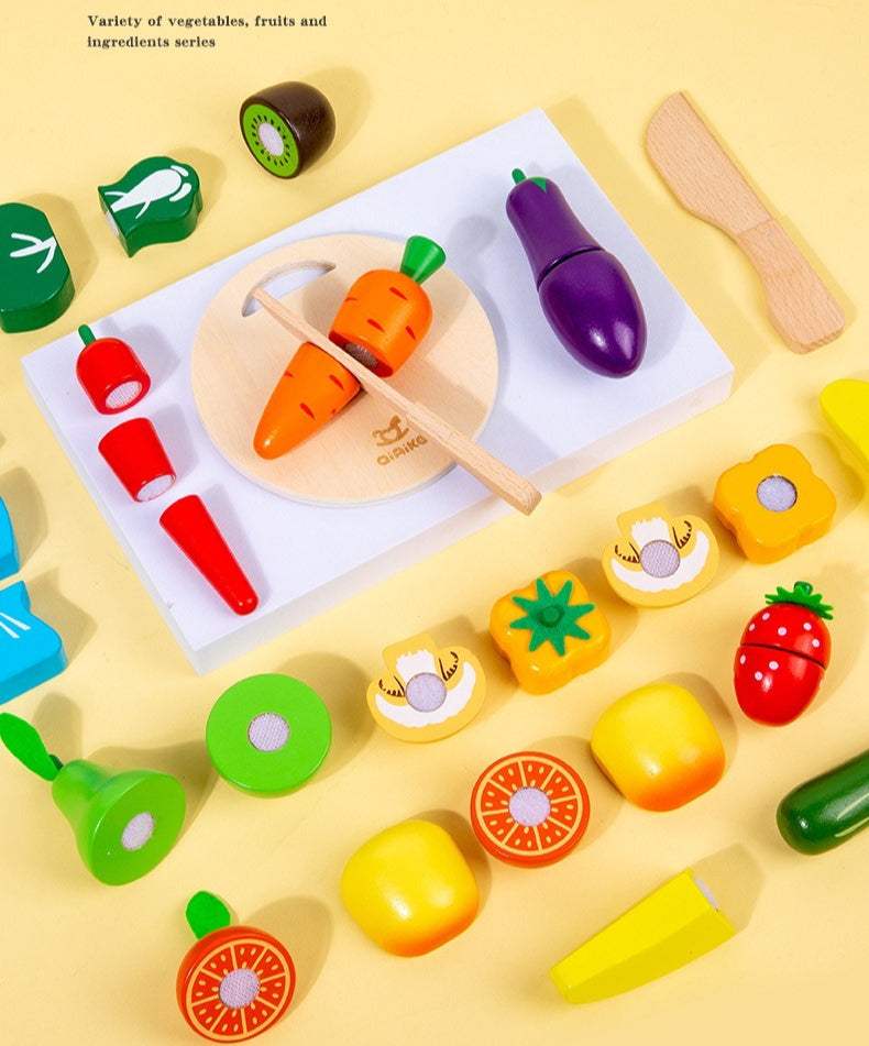 Wooden Fruit & Vegetable Pretend Play Cutting Set