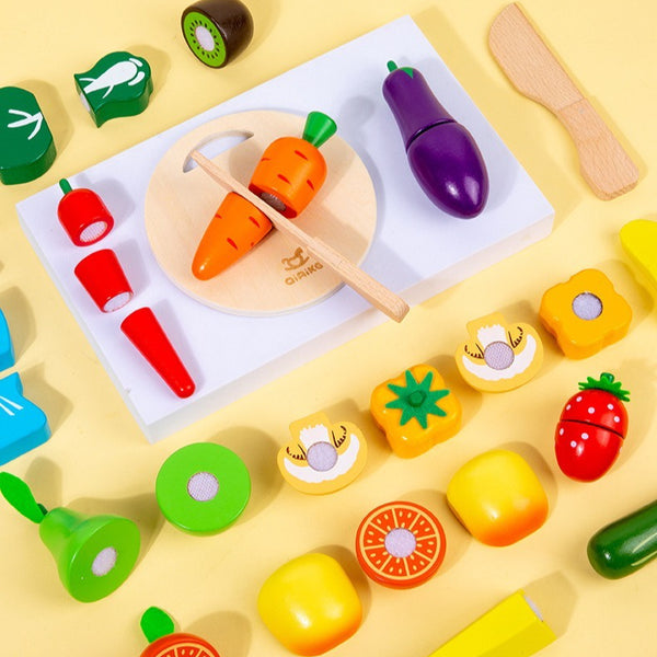 Wooden Fruit & Vegetable Pretend Play Cutting Set