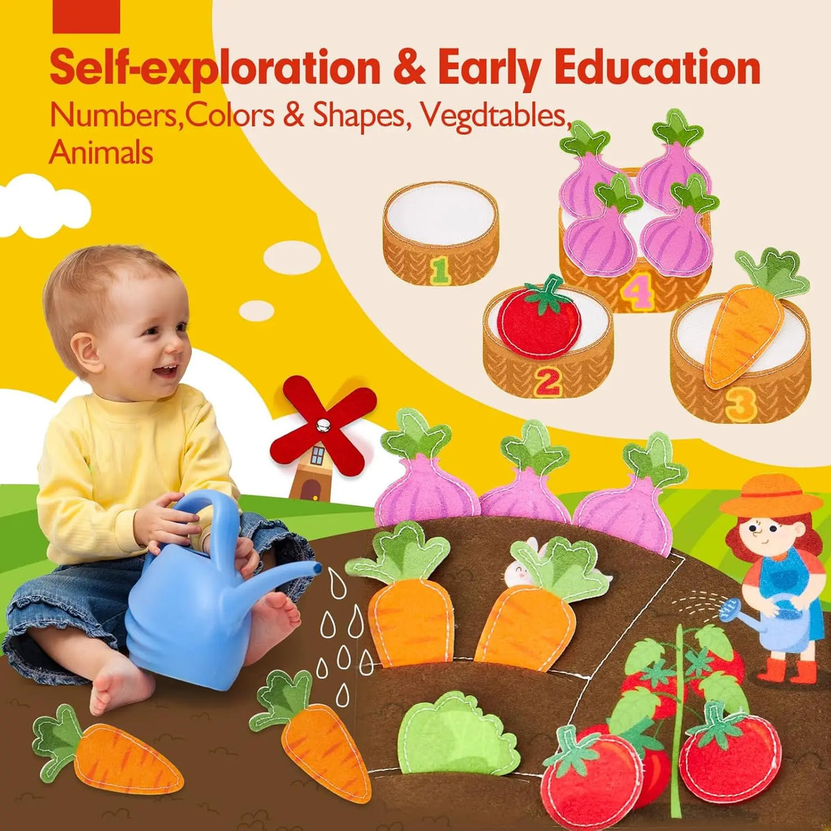 Toddlers Montessori Toys Busy Board Farm Animal Scene Storytelling Activity Toy Quiet Book Felt Activity Educational Sensory Toy