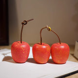 Hand-Carved Wooden Red Apple Figurine FantastiKurios
