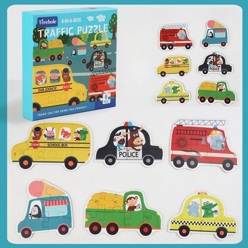 Kids' 6-in-1 Wooden Learning Puzzles - Assorted Themes