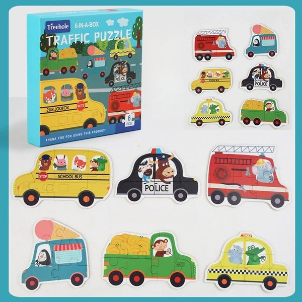 Kids' 6-in-1 Wooden Learning Puzzles - Assorted Themes