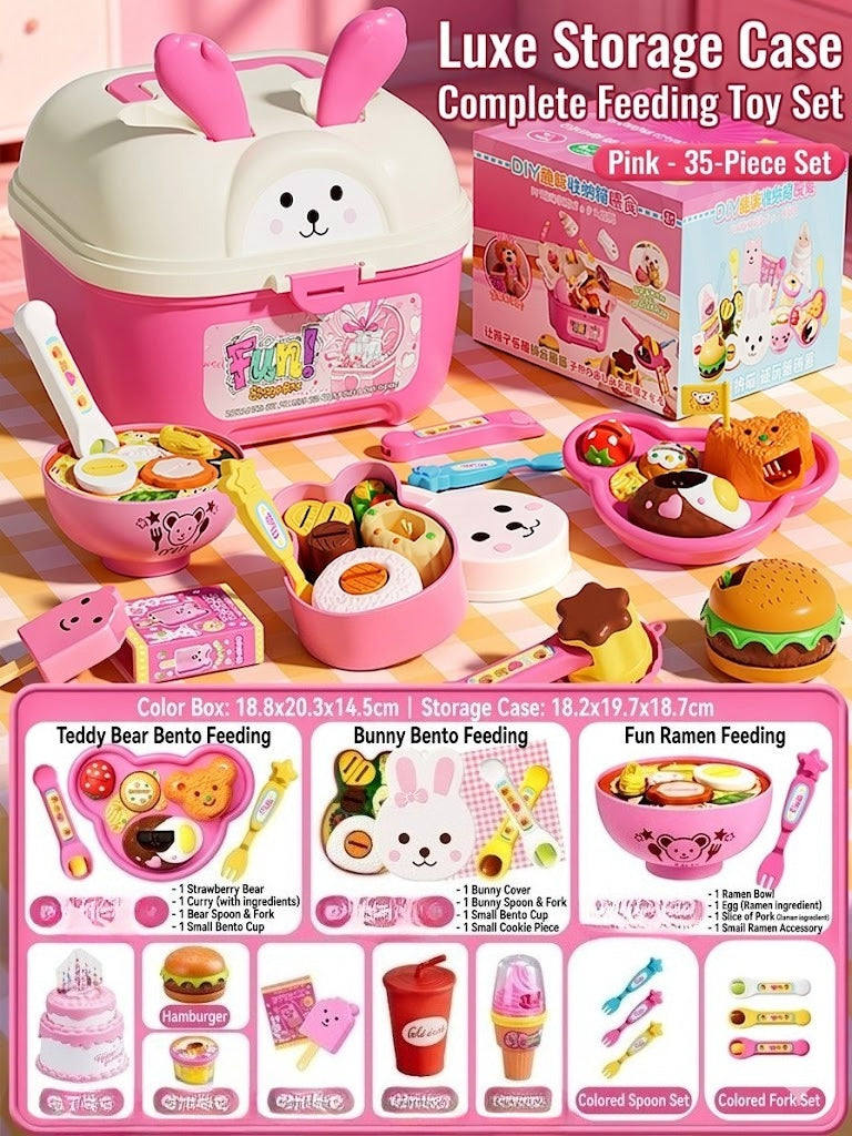 Rabbit Storage Box & 35-Piece Feeding Play Set