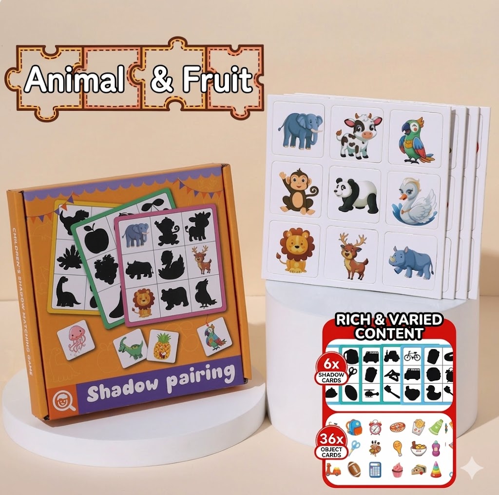 Kids' Shadow Match Puzzle Cards