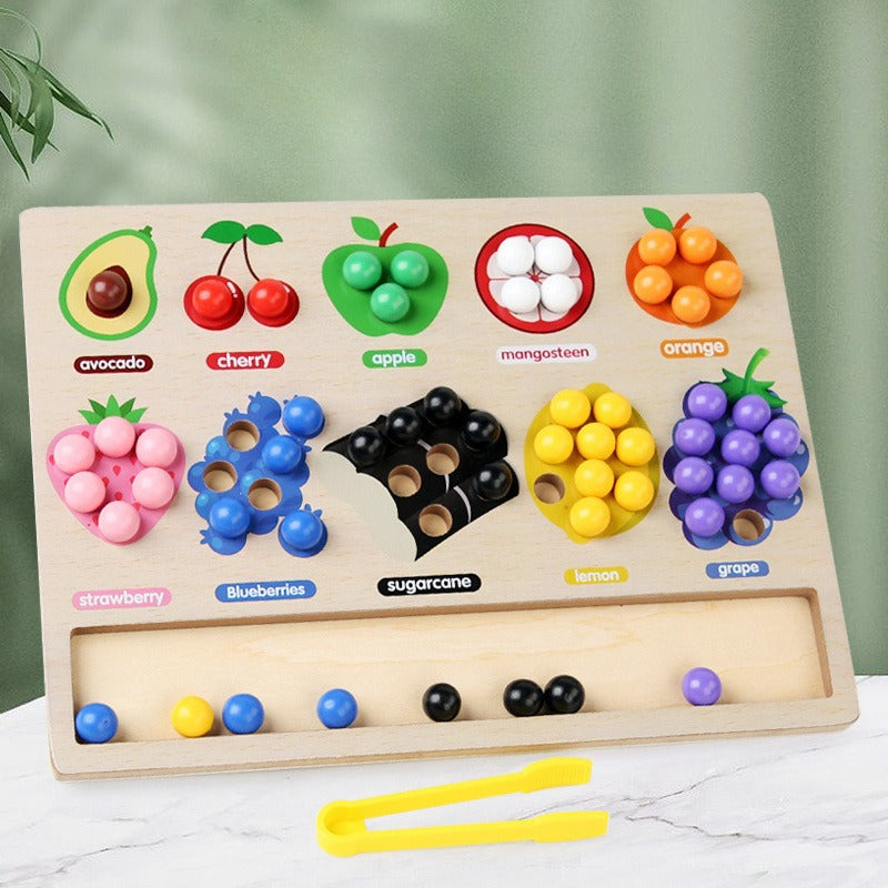 The Fruity Focus Board: Wooden Bead Sorting & Counting Game
