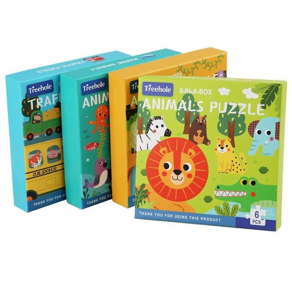 Kids' 6-in-1 Wooden Learning Puzzles - Assorted Themes