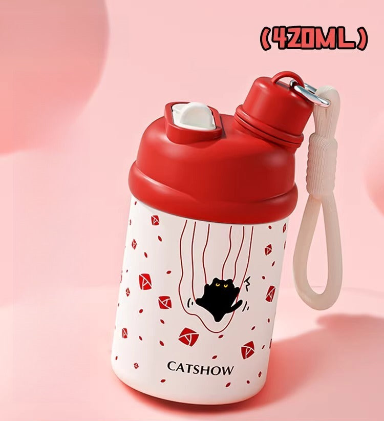 Compact Stainless Steel Insulated Bottle with Dual-Drink Lid