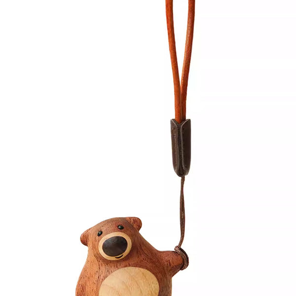 Handcrafted Ebony Wood Bear Keychain