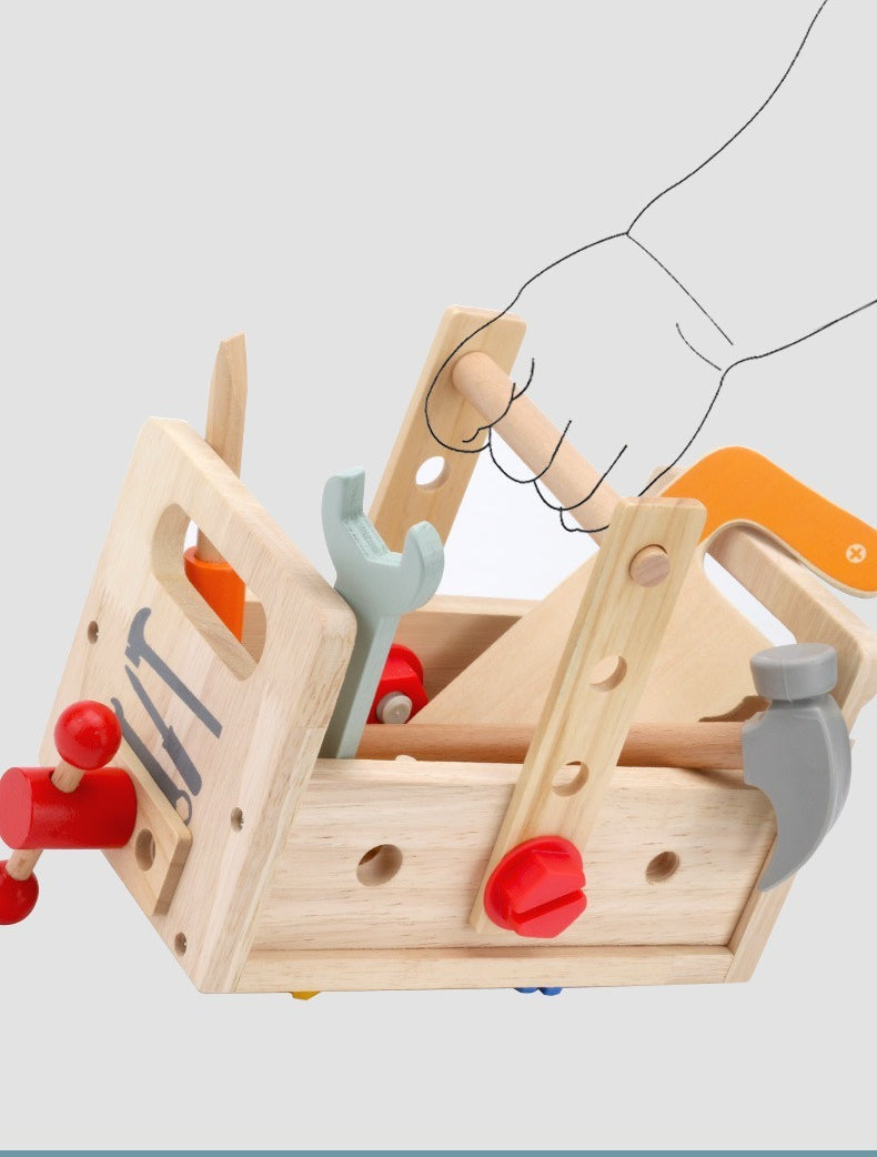 Kids Wooden Toolbox and Construction Toy