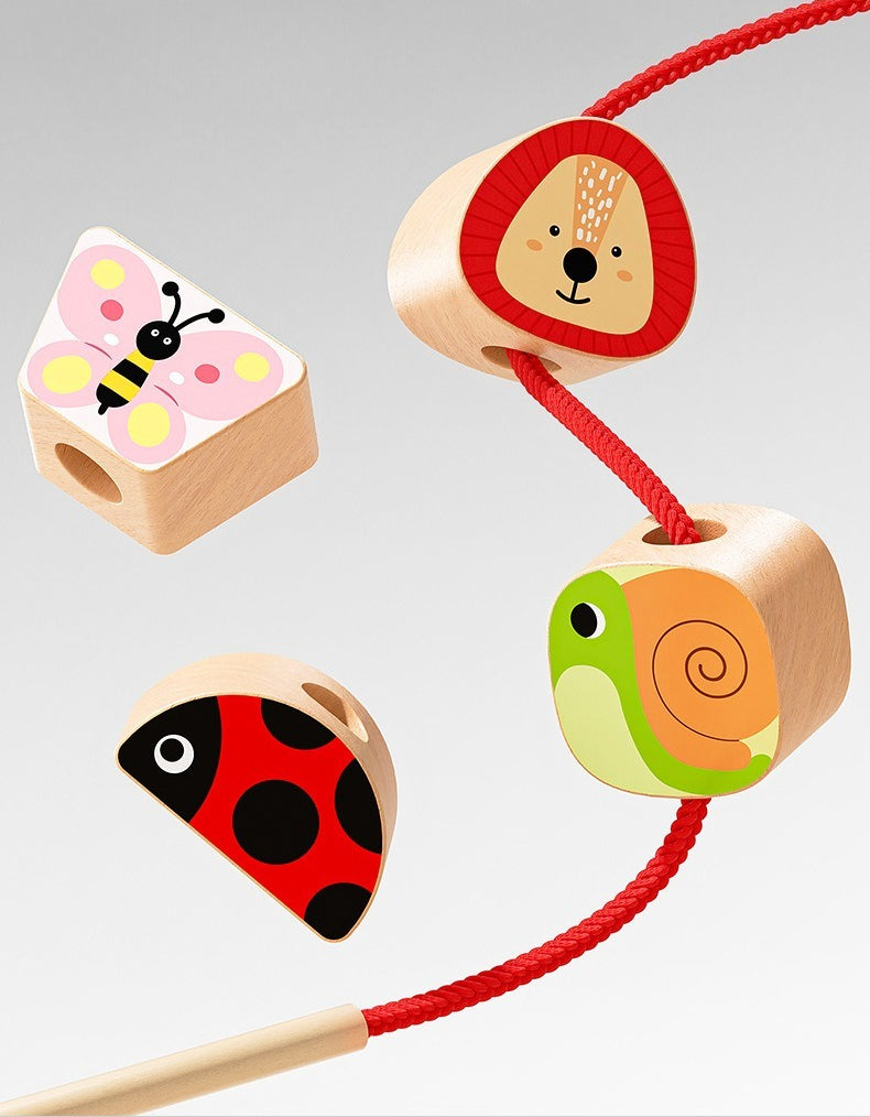 Montessori Wooden Pegging & Lacing Game