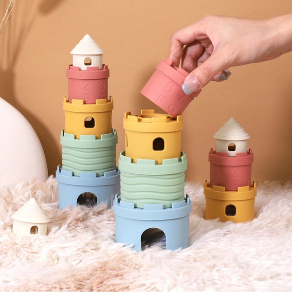 Soft Silicone Stacking Castle Toy for Babies & Toddlers