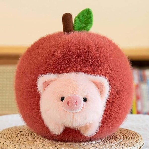 Playful Pig in Apple Plush Toy