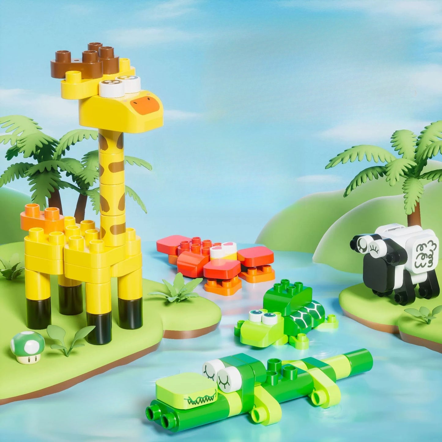 154-Piece Animal World Large Building Blocks Gift Set