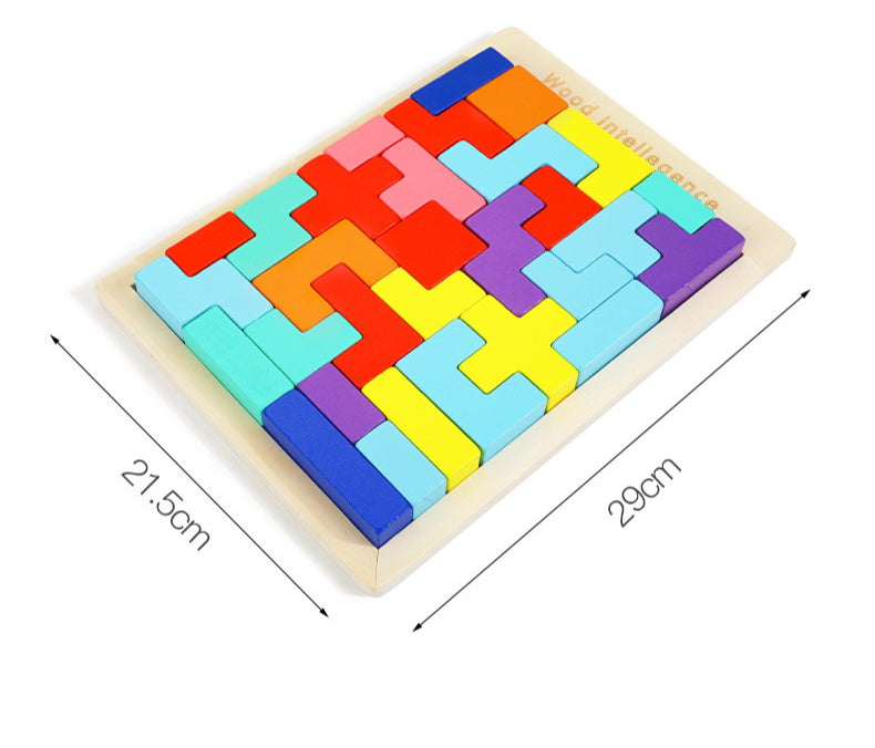 The Big Brain 3D Wooden Tetris Puzzle & Stacking Blocks