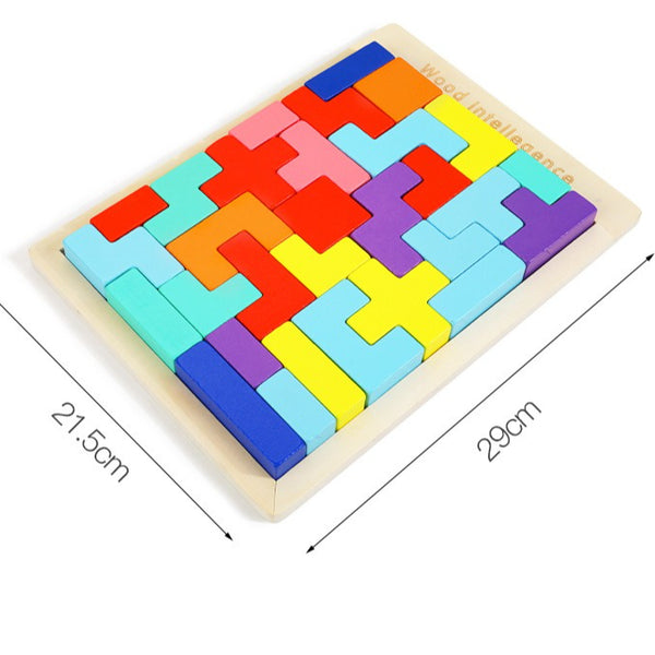 The Big Brain 3D Wooden Tetris Puzzle & Stacking Blocks