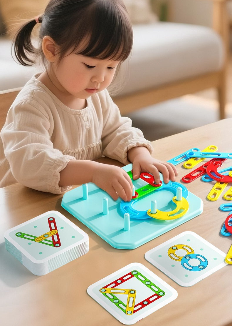 Pegboard Shape Building Blocks with Activity Cards