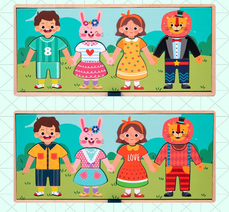 Clothesline Dress-Up Wooden Puzzle Activity