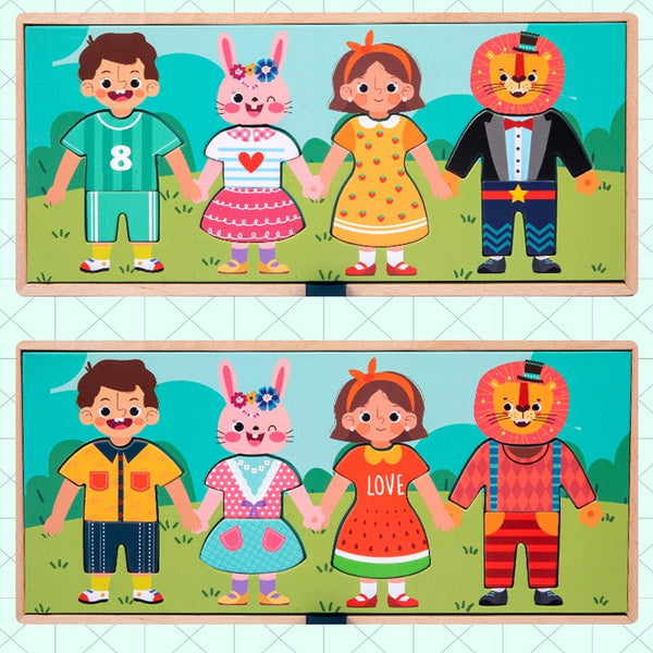 Clothesline Dress-Up Wooden Puzzle Activity