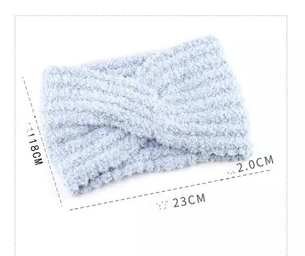 Plush Wide-Brim Cross Knot Hairband