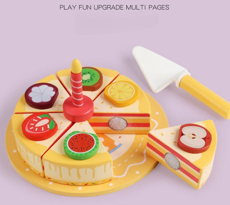 Wooden Pretend Play Fruit Cake Set