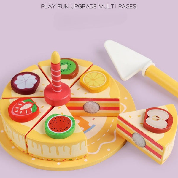 Wooden Pretend Play Fruit Cake Set