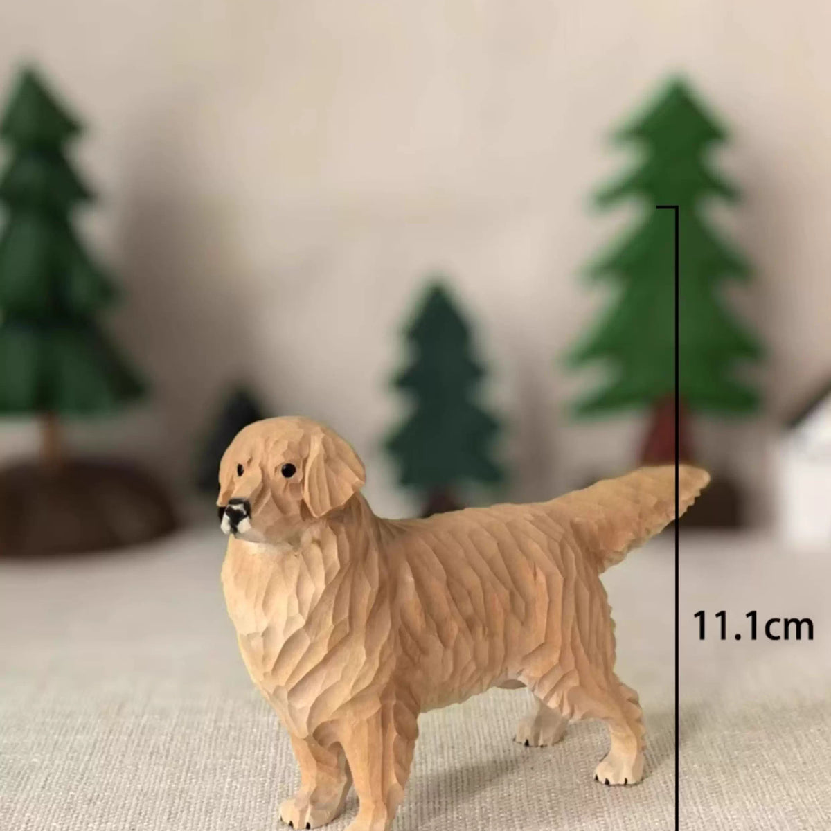 Hand-Carved Wooden Golden Retriever Figurine