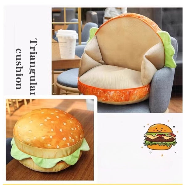 Deformable Hamburger Bun Plush Seat Cushion