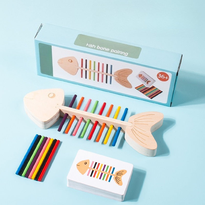 Wooden Fish Bone Color Matching Game