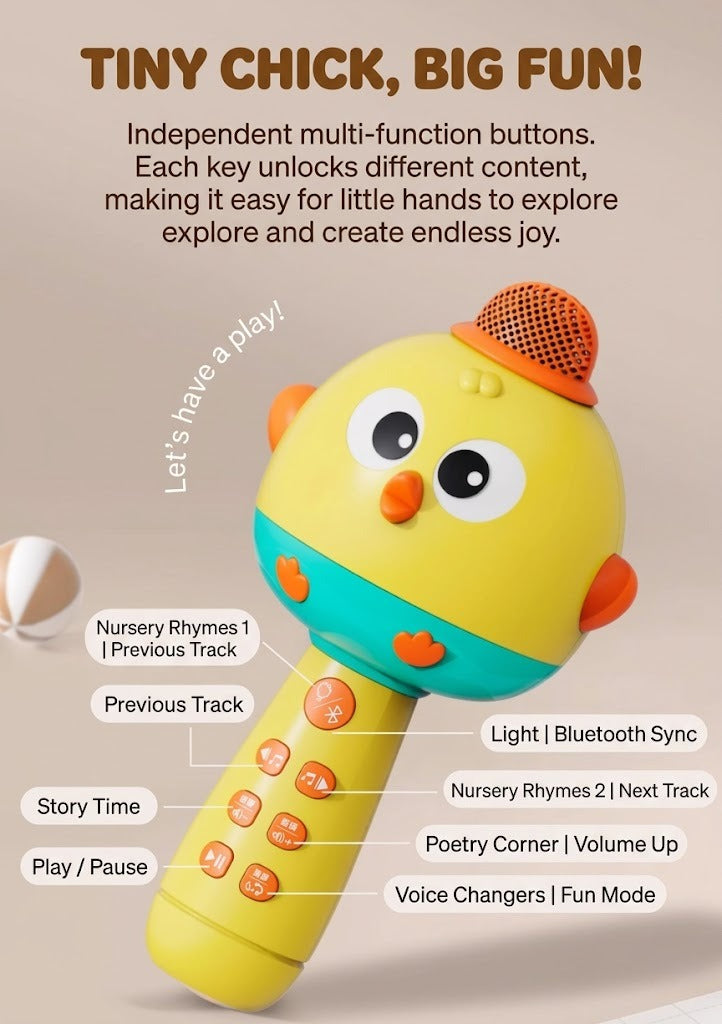 Chick-Themed Wireless Karaoke Microphone for Kids