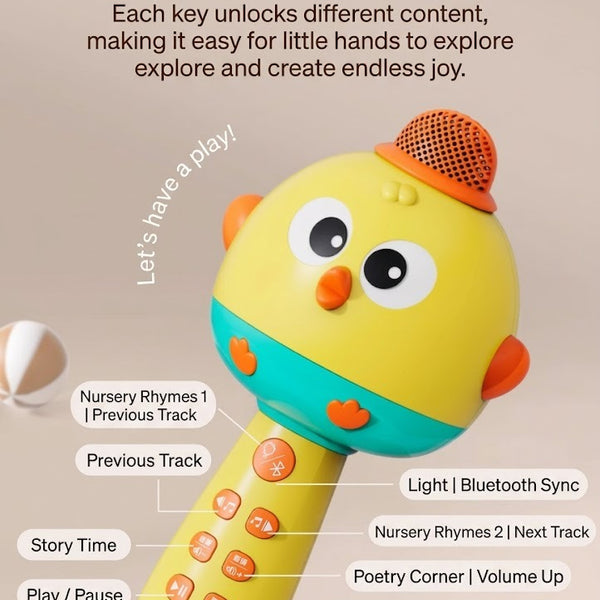 Chick-Themed Wireless Karaoke Microphone for Kids