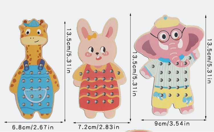 Kids' Wooden Lacing Activity Board Set