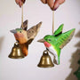 Hand-Carved Wooden Hummingbird Bell Ornament