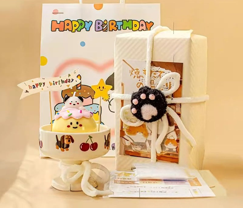 Animal Character Birthday Scented Candle with Ceramic Tray