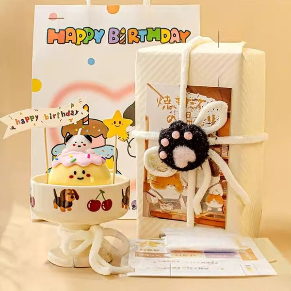 Animal Character Birthday Scented Candle with Ceramic Tray