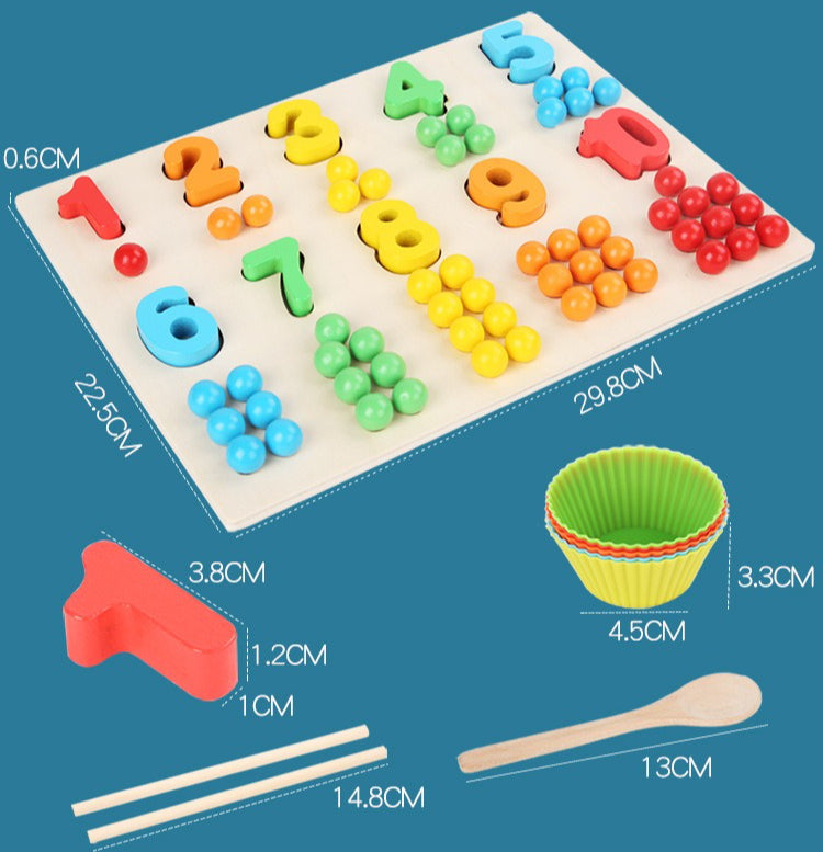Wooden Montessori Number & Bead Sorting Board Fantastik Curios