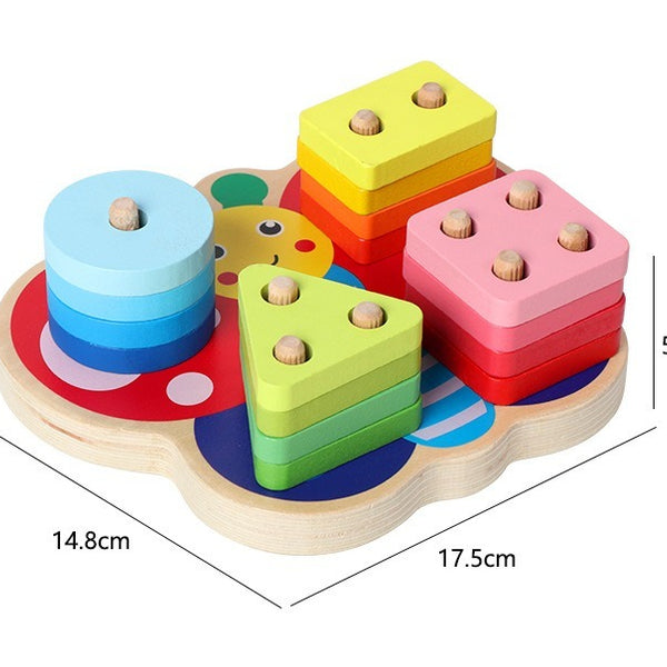 Wooden Butterfly Shape Stacking Puzzle Toy