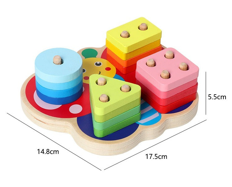 Wooden Butterfly Shape Stacking Puzzle Toy