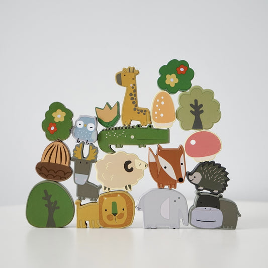 Wooden Forest Animal Stacking Balance Game