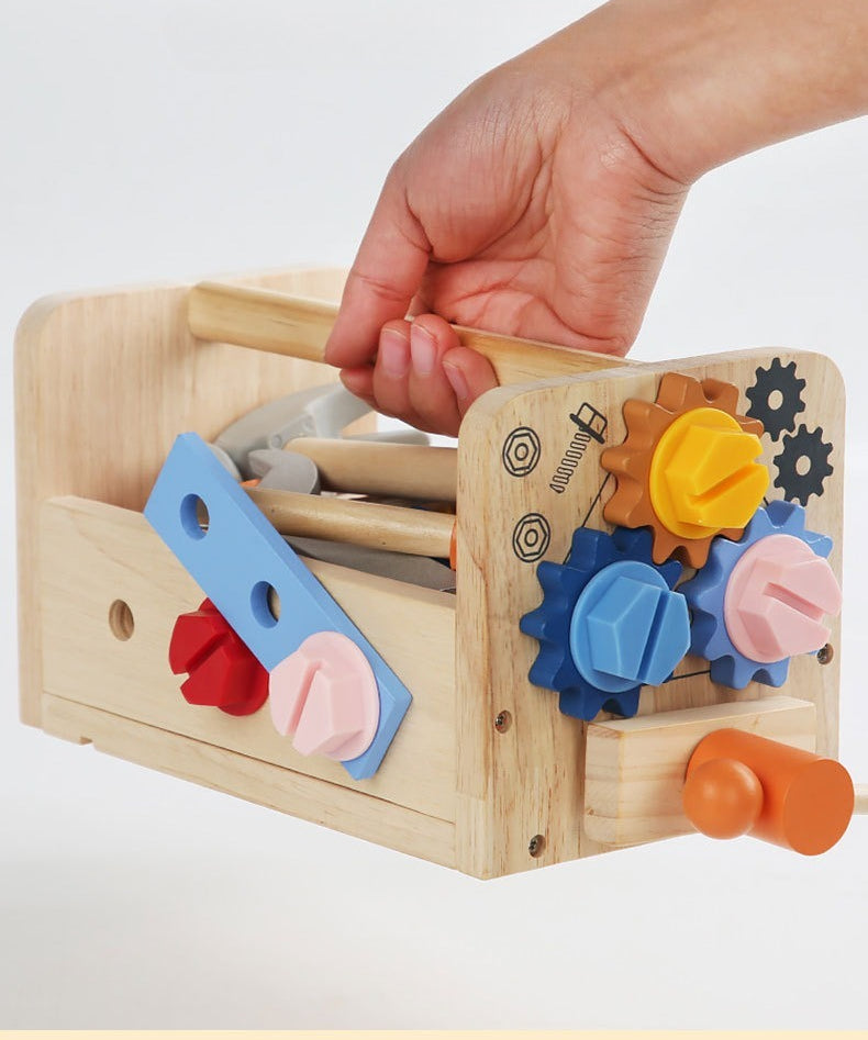 Kids Wooden Toolbox and Construction Toy