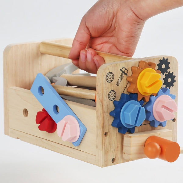 Kids Wooden Toolbox and Construction Toy