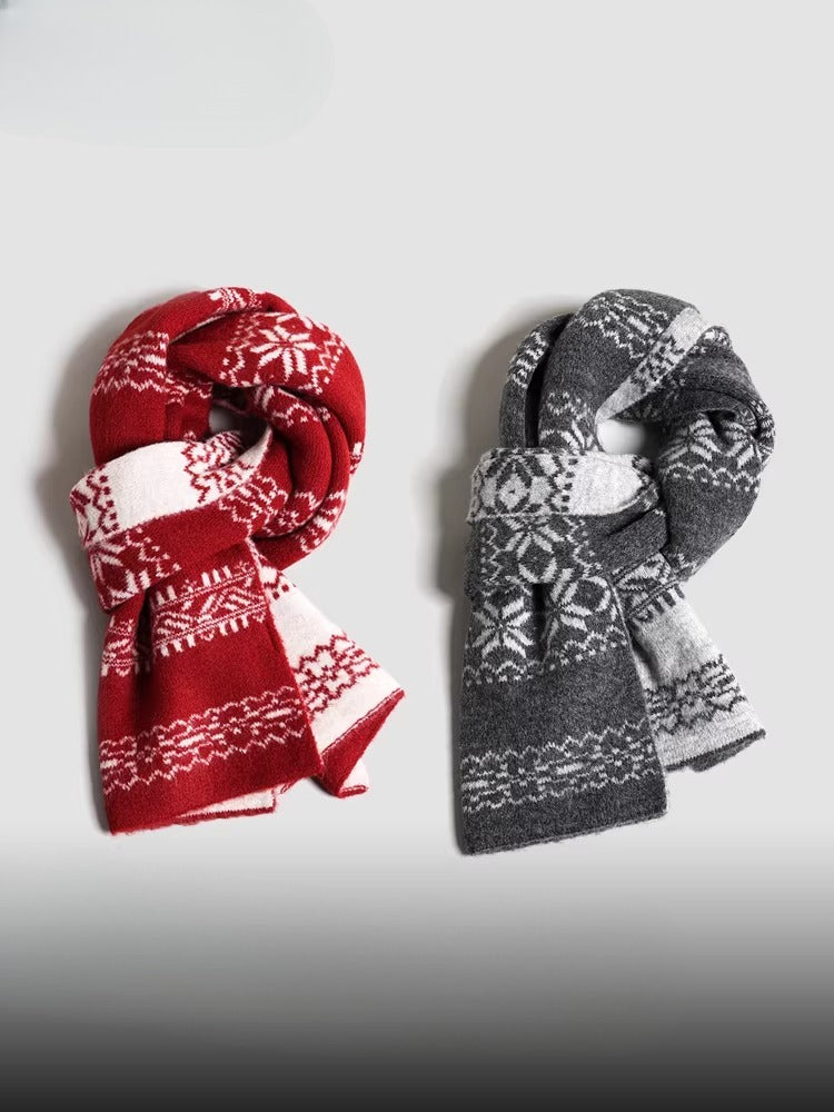 Classic Fair Isle Wool Knit Scarf