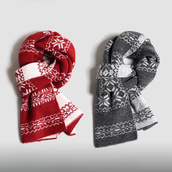 Classic Fair Isle Wool Knit Scarf