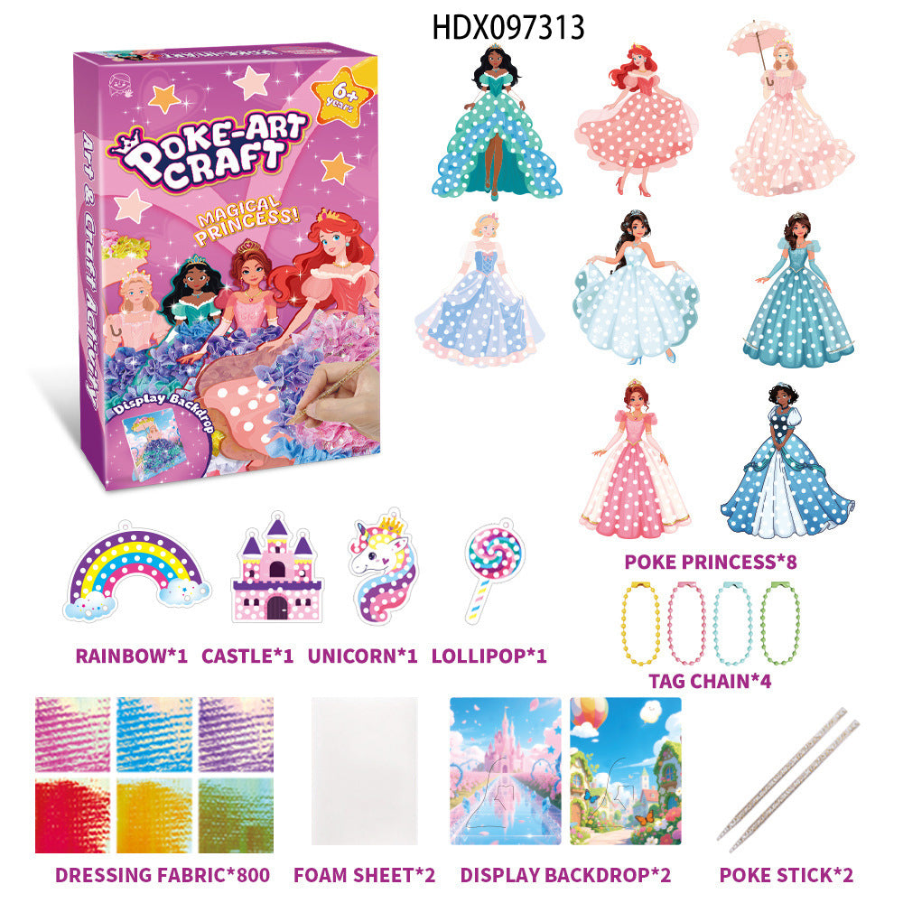 Magical Princess Poke-Art Craft Kit – 3D Dress-Making DIY Set for Kids (6+)