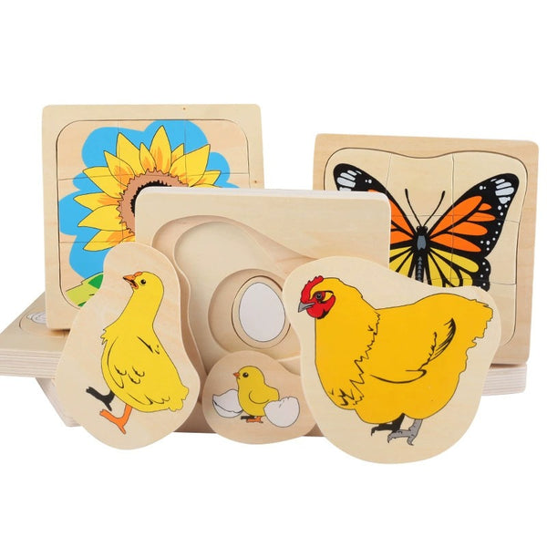 Montessori Growth Process Layered Wooden Puzzle for Kids