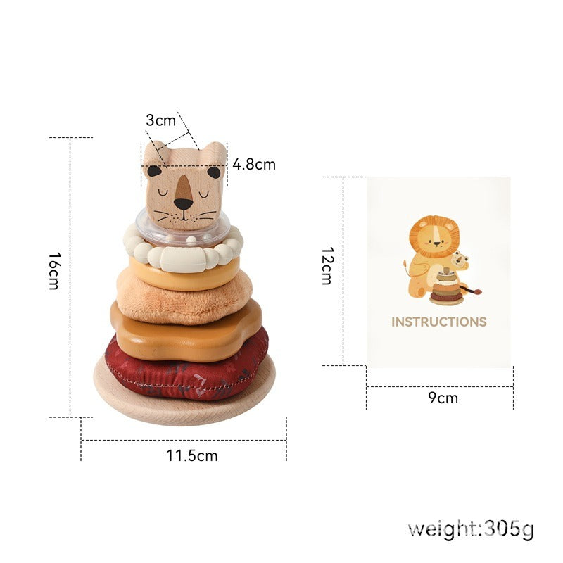 Wooden Lion Stacking Rings Developmental Toy