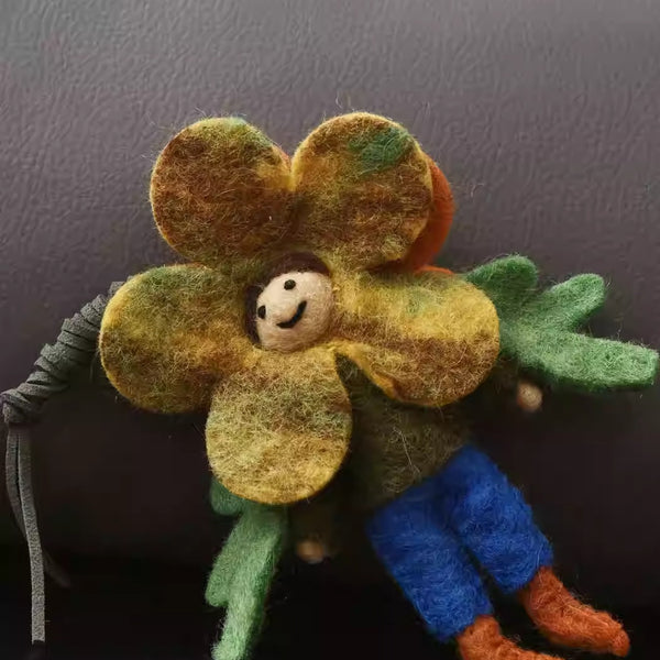 Handmade Wool Felt Flower Girl Charm