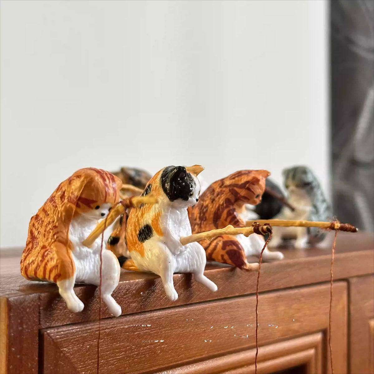 Fishing Cat Miniature Figurine Set