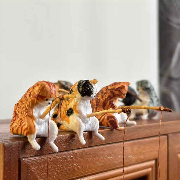 Fishing Cat Miniature Figurine Set